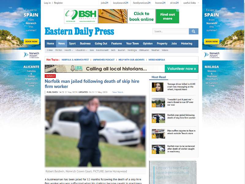 A screenshot of the EDP24 Homepage, showing the massive amount of Adverts present.
