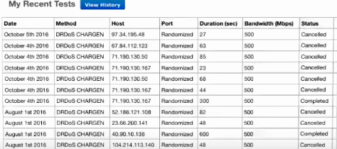 A screenshot showing the IP addresses of victim's that were DDOSed by the YouTuber.